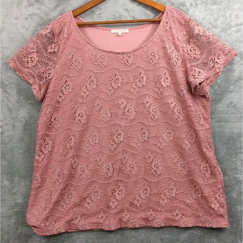 G‎ Collection Blouse With Lining Women's Rose Lace and Lining Size 3X